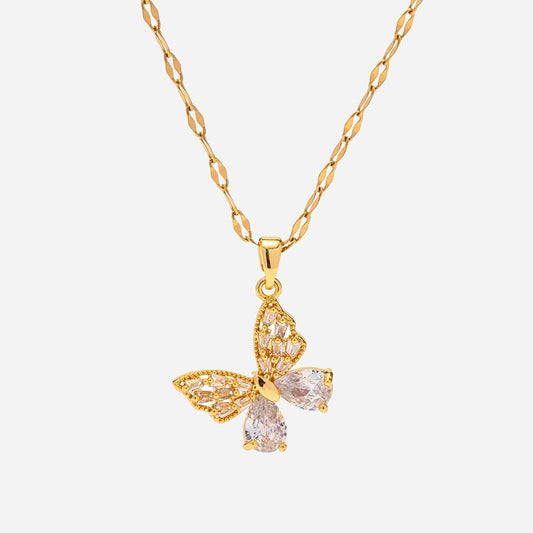 Zirconia Butterfly Halsband 18K Guldpläterad