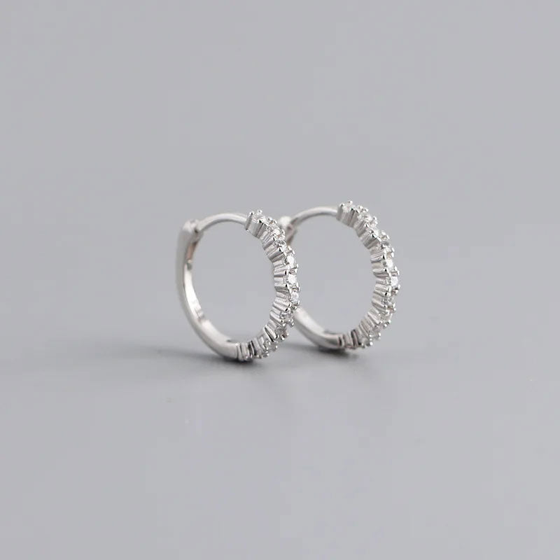 Fine Small Zirconia Hoops 925 Silver