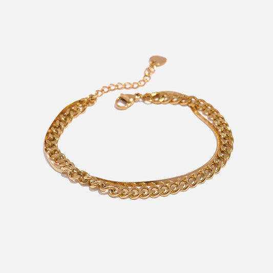 Curb + Flat Snake Armband 18K Guldpläterad 6mm