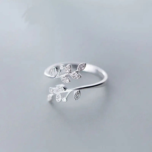 Zirconia Deluxe Leaf Ring 925 Silver