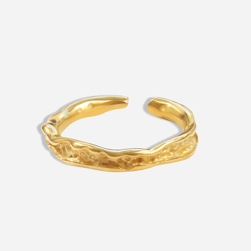 Hammered Edge Ring 18K Guldpläterad