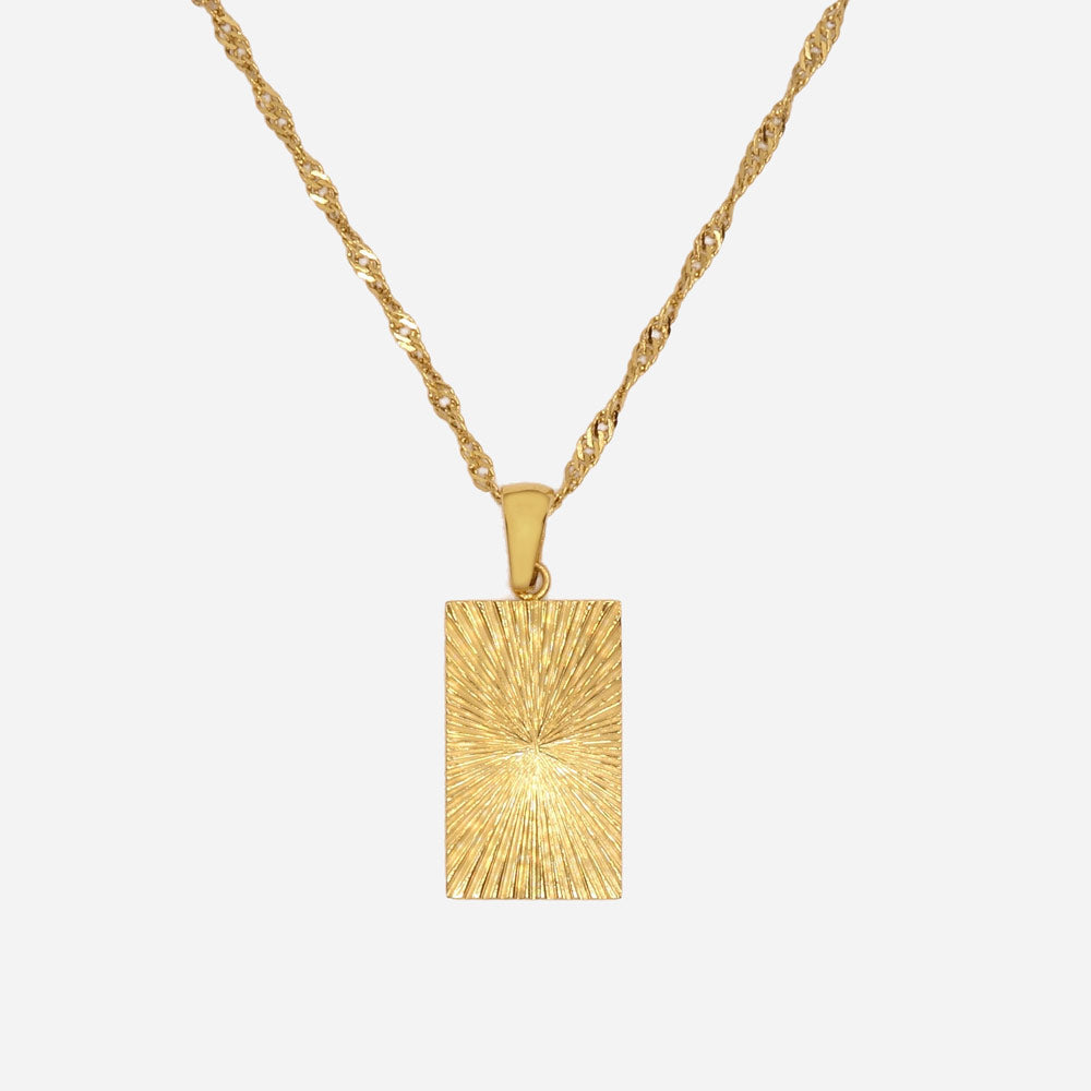 Square Sunburst Necklace 18K Guldpläterad