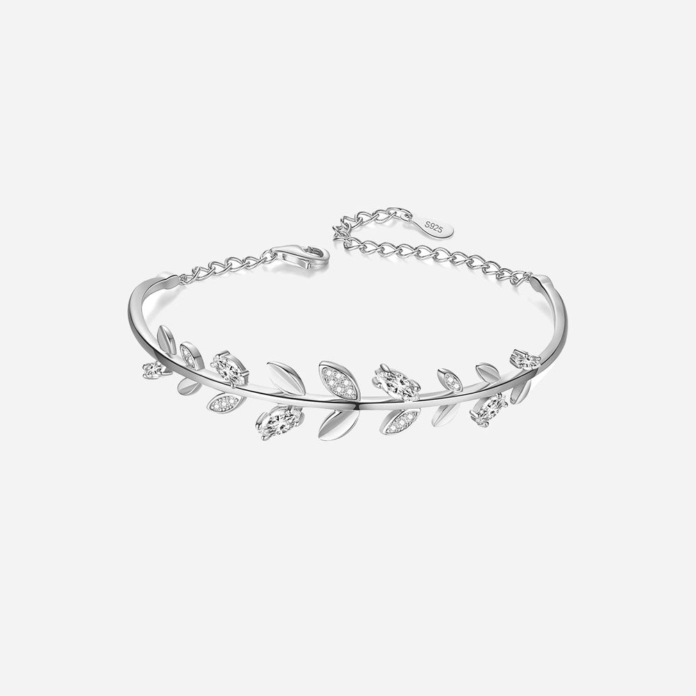 Zirconia Leaf Armband Rhodiumpläterad 925 Silver